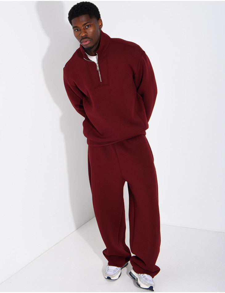 Completo in neoprene felpa collo zip e pantaloni