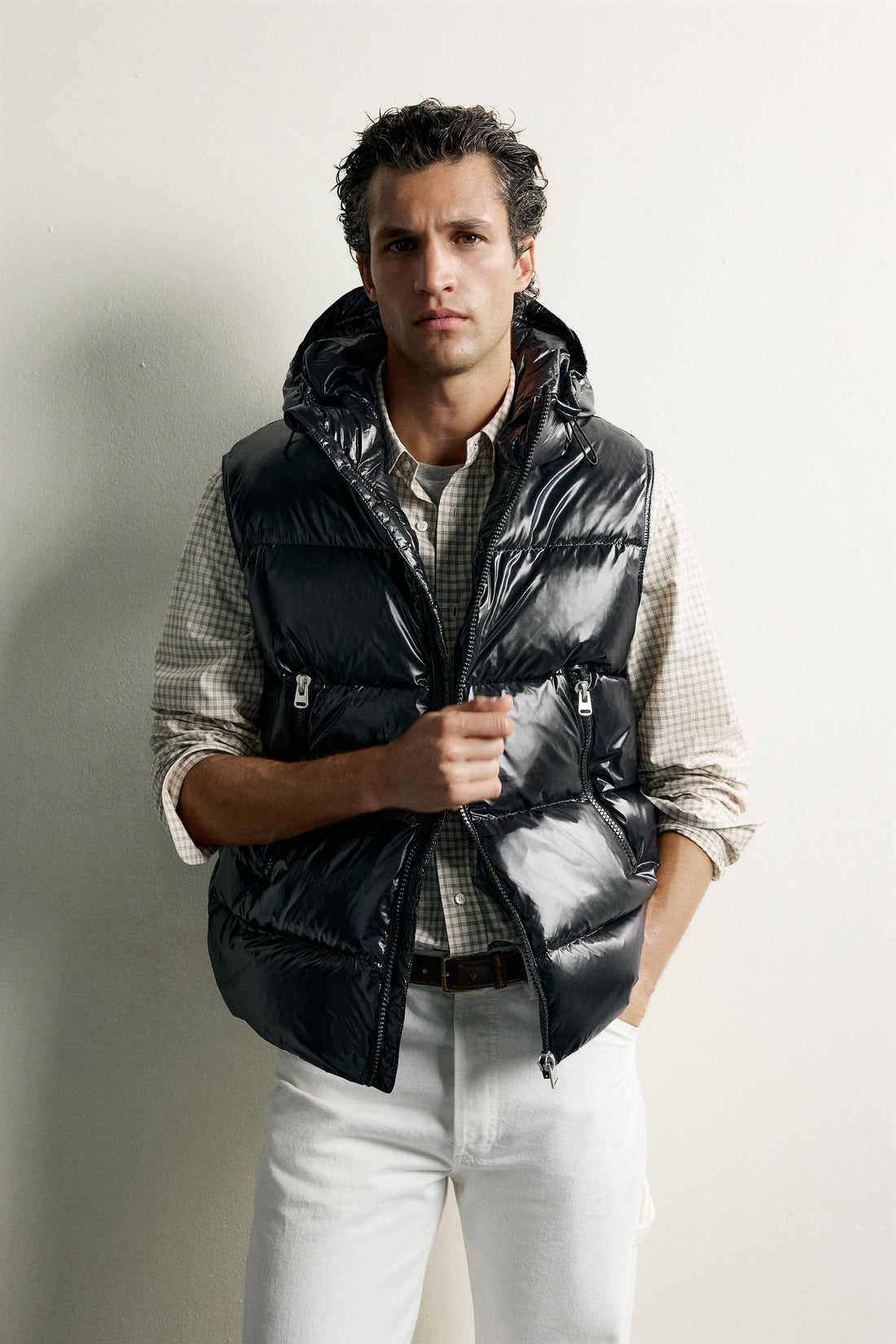 Gilet smanicato imbottito nero Feather