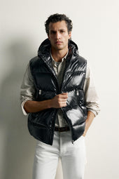 Gilet smanicato imbottito nero Feather