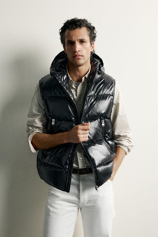 Gilet smanicato imbottito nero Feather