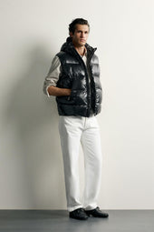 Gilet smanicato imbottito nero Feather