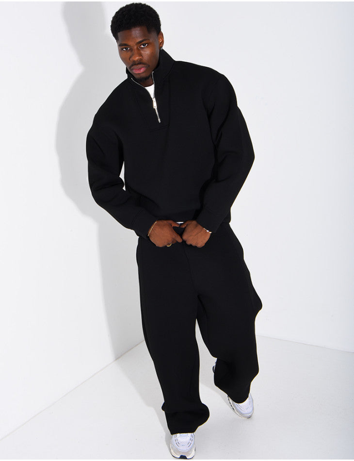 Completo in neoprene felpa collo zip e pantaloni